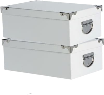 5Five Spullen Opbergdoos box - 2x - wit - 36 x 25 x 12 cm - Karton - Diverse toepassingen - Opslagbox