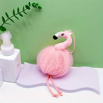 Flamingo Vorm Badbal, Roze Leuke Badbal, Hart Badbloem, Rugschrobben Bad Schuimende Bal, Nieuwjaarsgeschenk Cadeau beige
