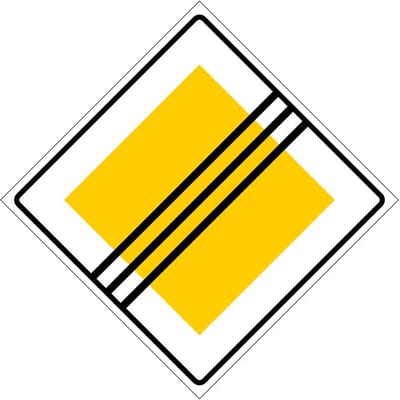 Einde voorrangsweg bord - B2 | gecoat dibond materiaal | 10 x 10 cm