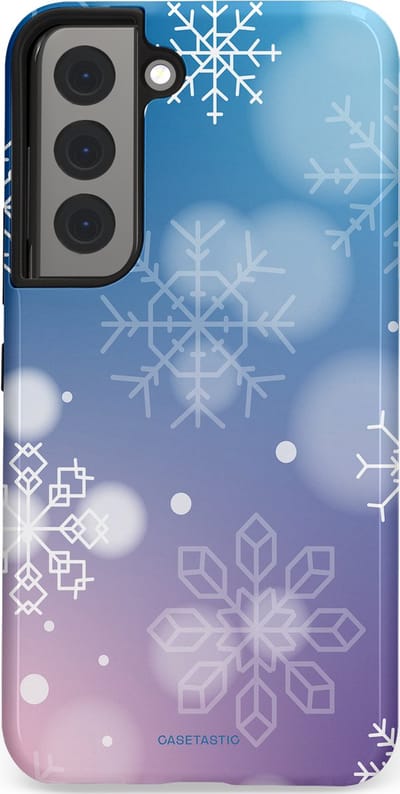 Casetastic hoesje geschikt voor Samsung Galaxy S22 - Dubbellaagse bescherming - Winterse Sneeuwvlokken - Fashion Case - Lichtblauw Lavendel Lichtgrijs Lichtroze