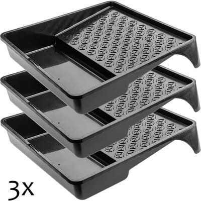 KADAX Verfbak, verfbak, kunststof verfschaal, schilder-lakschaal met handige handgreep, grote lakschaal, lichte schilderaccessoires, verfbak, schilderbenodigdheden (3, zwart)