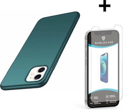 ShieldCase Ultra thin case geschikt voor Apple iPhone 12 Mini - 5.4 inch - groen + Glazen Screenprotector - Stijlvolle en Dunne Cover - Slank en Lichtgewicht Hoesje - Flexibele en Slanke Case - Lichtgewicht Telefoonhoes