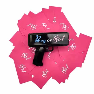 Gender Reveal Money Gun - inclusief 100 briefjes - Roze