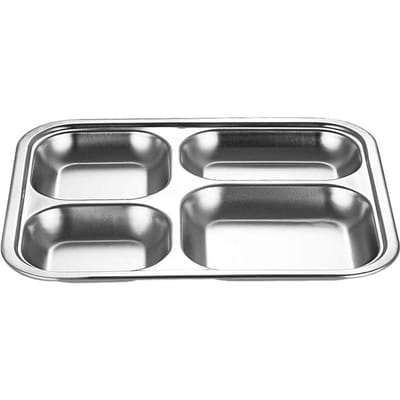 Assiette Fast Food Acier Inoxydable 304 Plateau Repas Compartimenté Contenant Déjeuner Assiette Alimentaire Idéal pour Cantine Scolaire Fast Food Boîte à Lunch Adulte Haute Qualité