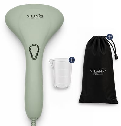 STEAMRS - Krachtige Luxe Kledingstomer - 30g/min Stoomkracht - 1500W - Incl. 2-in-1 Stoomhandschoen & Opbergzak - Lichtgewicht Stoomapparaat - Handstomer voor Kleding en Meubilair - Groen