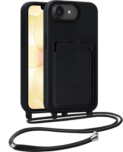Hoesje Geschikt voor iPhone 17e Hoesje Met Koord Siliconen Case - Hoes Geschikt voor iPhone 17e Backcover Met Afneembaar Koord - Zwart