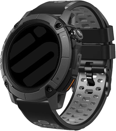 Strap-it Universele 24mm Sport Horlogeband geschikt voor Garmin Fenix 9 (Pro) 51mm / Fenix 8 (Pro) 51mm / Garmin Fenix 7x (Pro - Sapphire Solar) / Fenix 6x (Pro - Sapphire) / Fenix 5x (Plus) / Fenix 3 / Epix Pro (Gen 2 - 51mm) - Zwart/Grijs