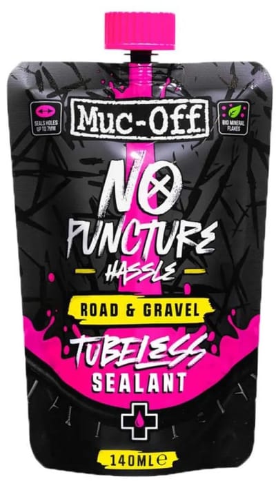 Muc-Off No Puncture Hassle - Tubeless Sealant - Race en Gravel - 140ml - Dicht gaten tot 6mm - UV-detectiesysteem - Ammoniakvrij - Niet corrosief