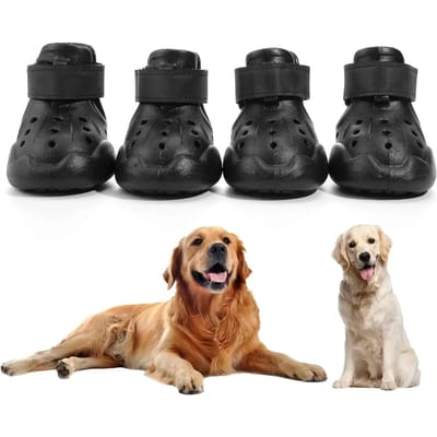 Conception à Bande Réfléchissante Chaussures pour Chien Sandales Animales Pour Trottoir Chaud Bottes pour Chien d'Extérieur Antidérapantes Imperméables Bottines pour Chien Chaussures pour Animaux en Eva (Black,Size 8) noir