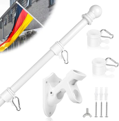 Vlaggenmast Set - Vlaggenstok Houder - Trots Tonen - Verstelbare Lengte - 1.5 Meter - Wit