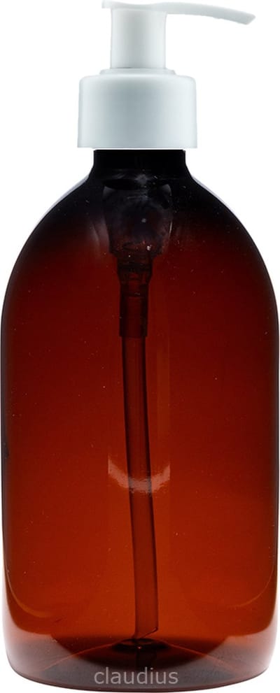 Lege plastic fles 500 ml PET Apothekersfles amber - met witte pomp - set van 10 stuks - Navulbaar - Leeg