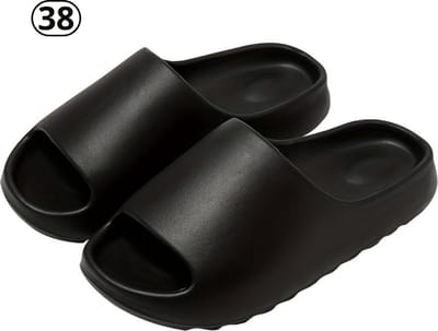 Livano Comfortabele Slippers - Badslippers - Teenslippers - Anti-Slip Slides - Flip Flops - Stevig Voetbed - Zwart - Maat 38