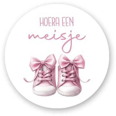 25x Sluitstickers Hoera een Meisje – 4 cm Rond – Geboorte Sticker – Babyshower & Envelop Sluitzegel