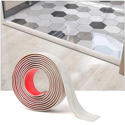 Zelfklevende Vinyl Vloerovergangsstrips voor Laminaat en Tegels - 122x4x0.3cm, Wit Gewashte Afwerking