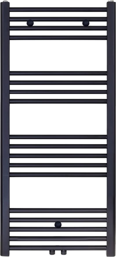 Bally Handdoekradiator Middenaansluiting 1200x500mm 537 Watt Geborsteld Mat Zwart
