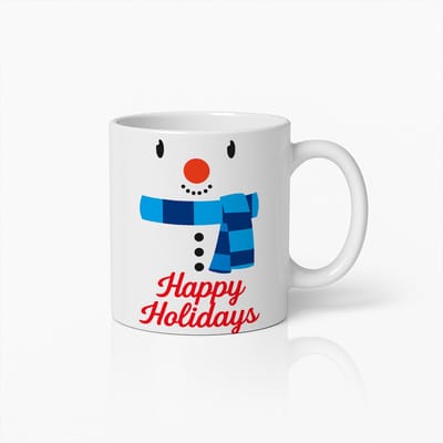 “Happy Holidays” Sneeuwpop Mok – Leuke Winter Kerstprint – 330 ml Witte Feestdagen Koffiebeker