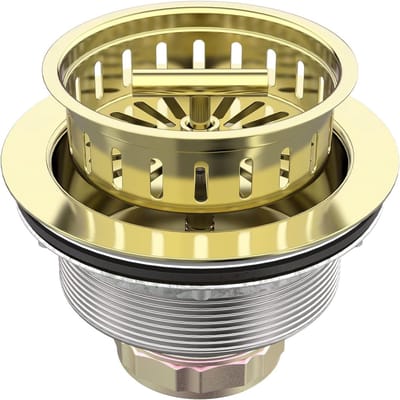 Aanrecht Afvoerset - Spoelbak Zeef - Voorkom Verstopping - Roestvrij Staal - 3 1/2 Inch - Goud