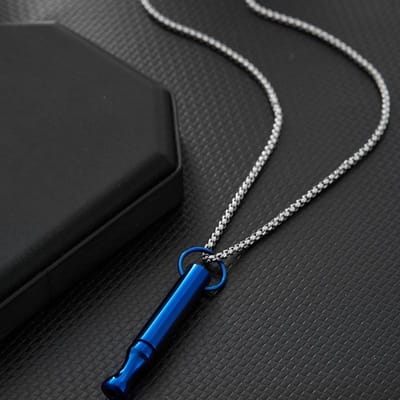 Ademwerk Meditatie Mindfulness Ademhaling Anti-Rook Ketting Roestvrij Staal Fluitje Angstverlichting Sieraden black