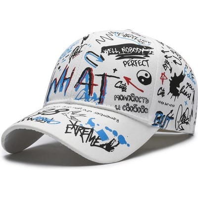 Nieuwe Mode Dames Heren Graffiti Katoenen Baseballpet Unisex Bedrukte Snapback Pet Hip Hop Trendy Buitenpet Pet voor Mannen Vrouwen (as the picture,Adjustable) gray