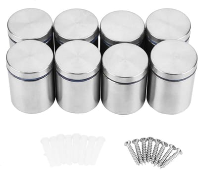 Dailygoods- Glasstandoff 8 Stuks - Roestvrij Staal - M38*50mm - Wandbeugel - Fotohouder - Antislip Rubber Cirkel - Drie-dimensionale Weergave - Standoffs