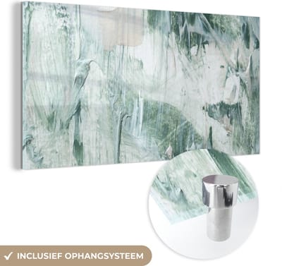MuchoWow® Glasschilderij 40x20 cm - Schilderij acrylglas - Tuindecoratie - Verf - Abstract - Foto op glas - Schilderijen