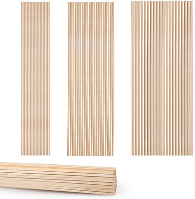 Dailygoods- Balsahoutstokken 150 stuks - 30,5 cm - Houten Deuvels - Vierkante Plugstangen - 2/3/4 mm - Natuurlijke Hout - Houten Stokken