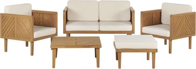 BARATTI - Loungeset voor 4 - Lichthout/Wit - Acaciahout