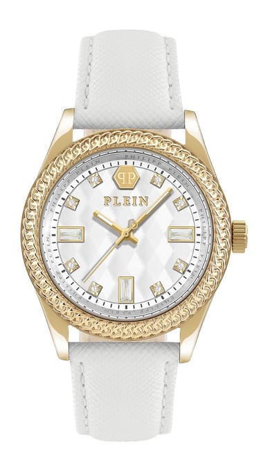 Philipp Plein Queen PWCDA0324 Horloge - Leer - Wit - Ø 38 mm
