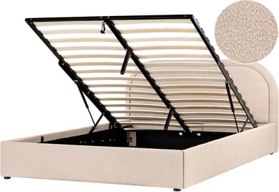 QUILLIEN - Bed met opbergruimte - Beige - 160 x 200 cm - Bouclé