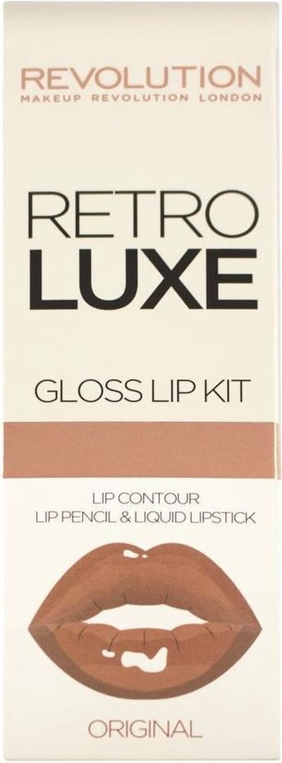 Makeup Revolution - Retro Luxe Kits Gloss - Original - Complete Lip Set - Lipgloss & Lipliner - Nude