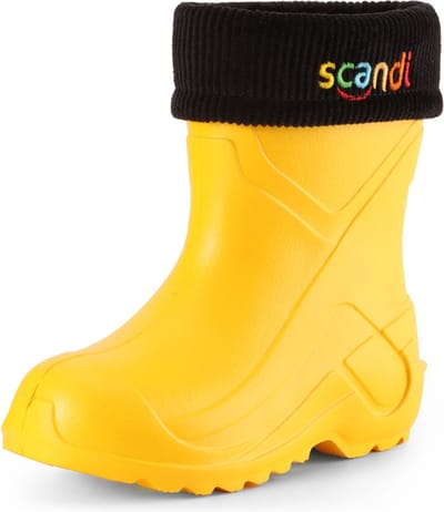 Ladeheid Kinder Regenlaarzen - Gevoerd en Waterdicht Vederlicht - EVA - LA-LMG-763-Scandi - Geel1/Zwart - 26