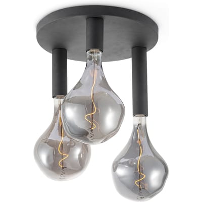 Home Sweet Home - LED Plafondlamp Rond - Ø35cm - Metaal - 3 Hoogtes tot 23cm - Zwart - Modern Design - set met 3 E27 Lamphouder - Voor Woonkamer en