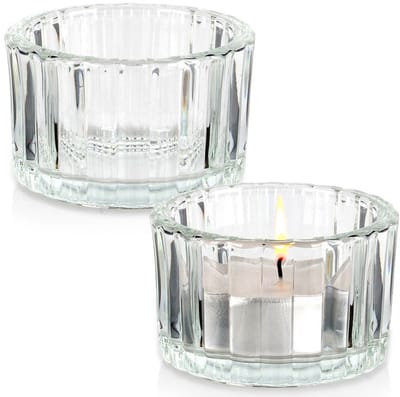 Home Styling Collection - Glazen Waxinelichthouder - 2 stuks - Transparant Glas - Kompact Ontwerp
