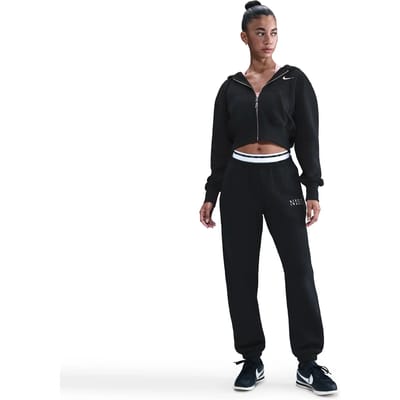 Nike Ruimvallende korte hoodie met rits over de hele lengte voor dames Sportswear Phoenix Fleece - Zwart- Dames, Zwart XL