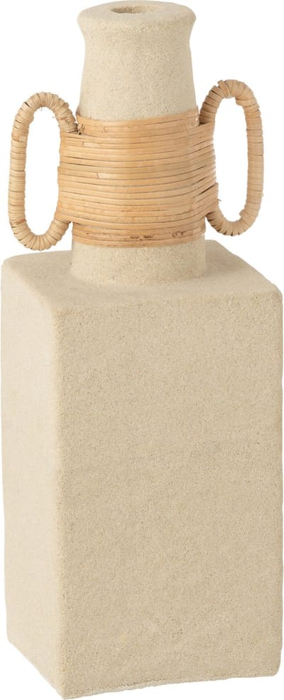 J-Line vaas Celine Ovaal - bloemenvaas - cement - zand/naturel - 29 cm hoog