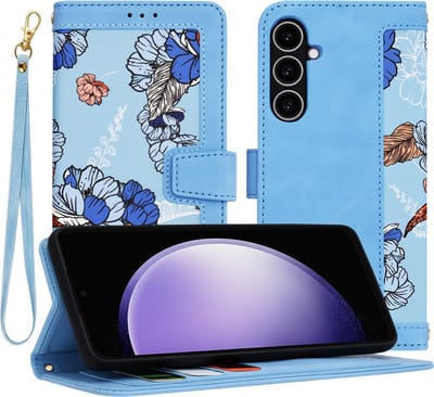 Hoesje geschikt voor Samsung Galaxy S23 FE - Techsuit FlipCraft Book Wallet Case met koord - Vibrant Blue
