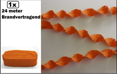 Crepe guirlande brandvertragend oranje 24meter -BRANDVERTRAGEND - verjaardag vlaglijn festival thema feest