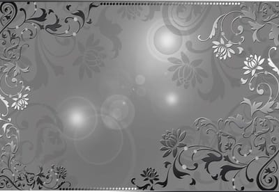 Fotobehang Floral Pattern Black White Grey | XL - 208cm x 146cm | 130g/m2 Vlies