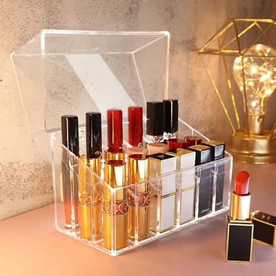 Lippenstift Houder 18 Spaces Lipgloss Organizer Met Deksel, 3 Rijen - Nagellak Organizer Make-up Houder & Cosmetica Opslag Display