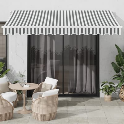 vidaXL - Luifel - automatisch - uittrekbaar - 350x250 - cm - antracietkleur - en - wit