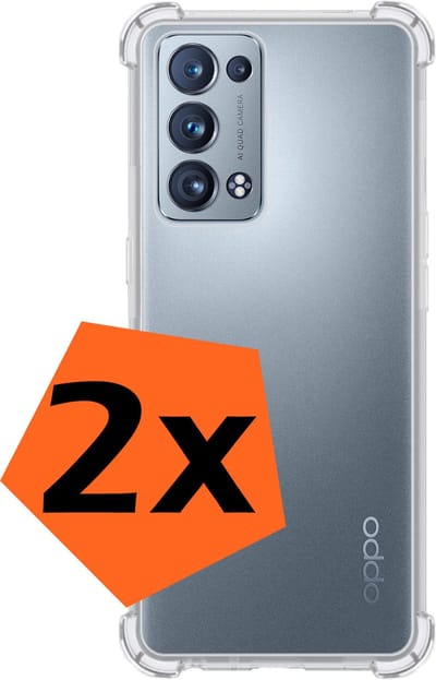 Hoes - 2 Stuks - Geschikt voor OPPO Reno 6 Pro - Sterk & Shockproof - Siliconen Case - Back Cover - Telefoon Hoesje Shock Proof - Transparant