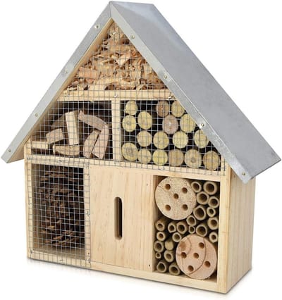 SNJY® Insectenhotel - Bijenhotel - Vlinderhotel - 7,5D x 24,5B x 28H cm - Hout