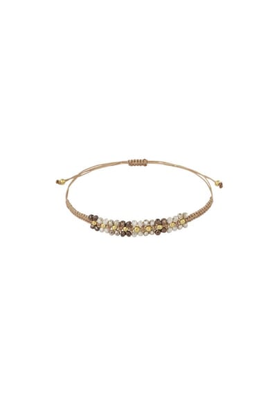 Bijoutheek Armband (Sieraad) Kleine Kralen Touw Beige