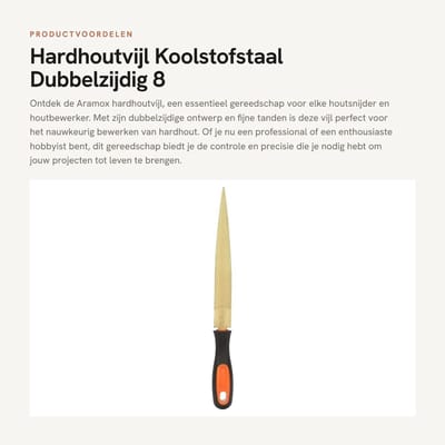 Dailygoods- Hardhoutvijl Dubbelzijdig - Koolstofstaal - Houtsnijgereedschap - Fijne Tanden - 8 Inch - Handgereedschap - Vijl