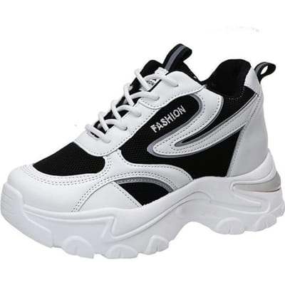 Nouvelles chaussures de sport décontractées pour femmes, baskets respirantes à semelle épaisse et à plateforme 36 noir