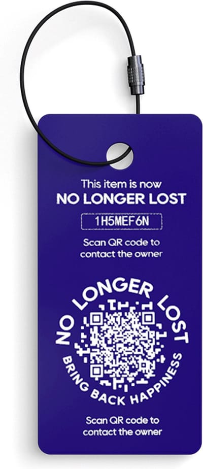 NoLongerLost - sleutelhanger (x2) - Donkerblauw - Unieke QR code - Tracking