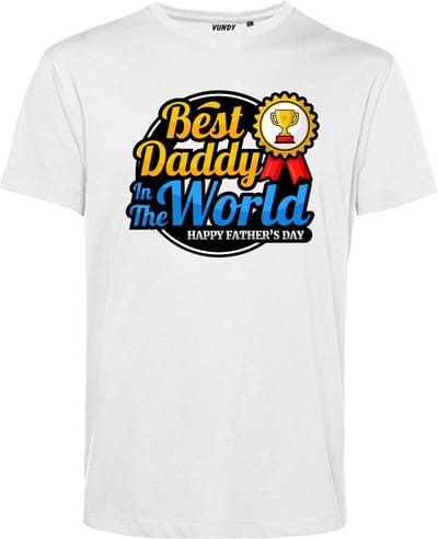 T-shirt Best Dad In The World | Vaderdag | Vaderdag cadeau met tekst | Vaderdag cadeau | Wit | maat XS
