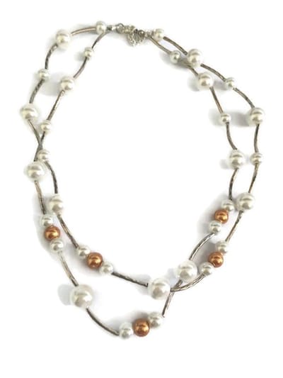 Petra's Sieradenwereld - Ketting parels met buisjes (743)