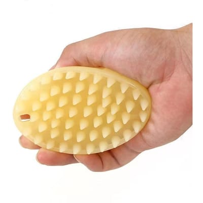 Huisdierproducten voor honden Katten Massageborstel Kammen Reiniger Puppy Ontharing Gladde borstels Wasgereedschap Zachte, zachte siliconen borstelharen S 76X43mm beige
