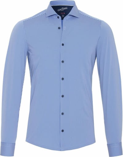 Pure Functional Overhemd Strepen Blauw - Maat 44 - Heren - Overhemden Casual